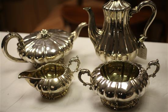 A matched William IV and Victorian four piece silver tea and coffee set, gross 67 oz.